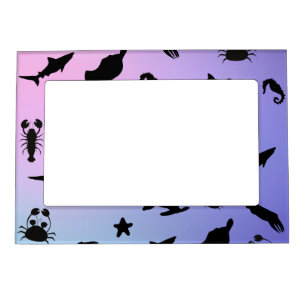 shadow fish shark seal whale crab on galaxy ocean magnetic frame