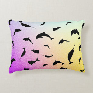 Shadow fish shark whale gradient colorful galaxy accent pillow