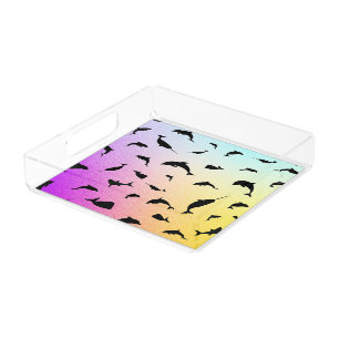 Shadow fish shark whale gradient colorful galaxy acrylic tray