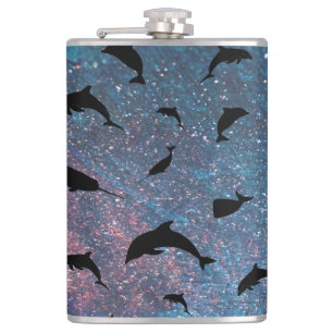 Shadow fish shark whale gradient colorful galaxy flask