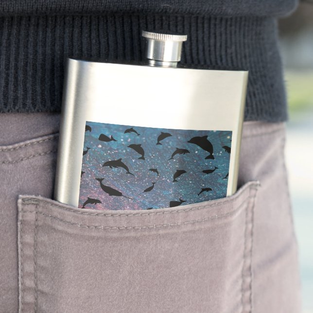 Shadow fish shark whale gradient colorful galaxy flask (In Situ)