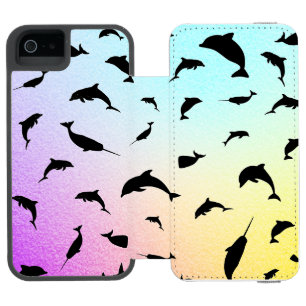 Shadow fish shark whale gradient colorful galaxy iPhone SE/5/5s wallet case