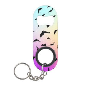 Shadow fish shark whale gradient colorful galaxy keychain bottle opener