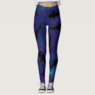 Shadow fish shark whale gradient colorful galaxy leggings