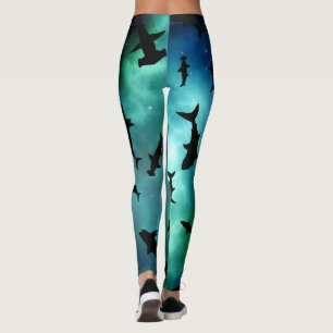 Shadow fish shark whale gradient colorful galaxy leggings