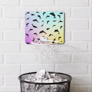Shadow fish shark whale gradient colorful galaxy mini basketball hoop