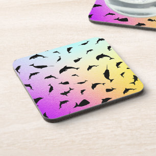 shadow fish shark whale on gradient galaxy beverage coaster