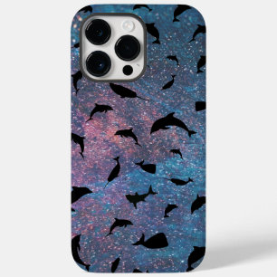 shadow fish shark whale on gradient galaxy Case-Mate iPhone 14 pro max case