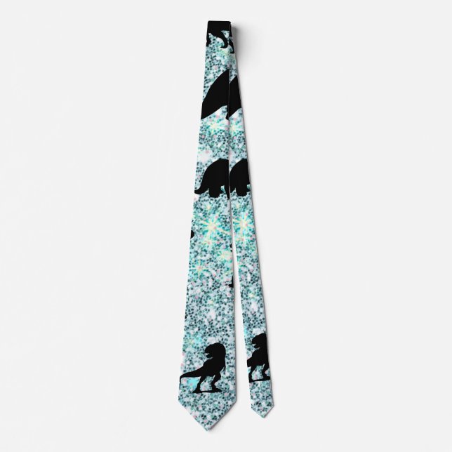 shadow fish shark whale on gradient galaxy neck tie (Front)