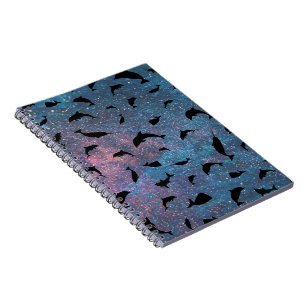 shadow fish shark whale on gradient galaxy notebook