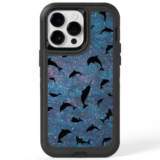 shadow fish shark whale on gradient galaxy  OtterBox iPhone 14 pro max case