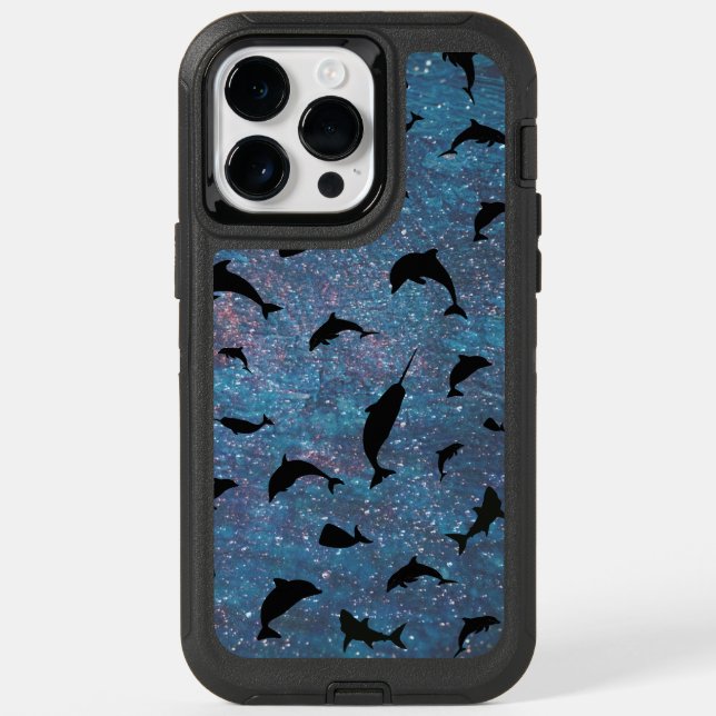shadow fish shark whale on gradient galaxy  otterbox iPhone case (Back)