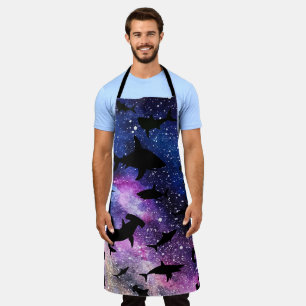 Shadow fish shark whale on gradient galaxy Space Apron