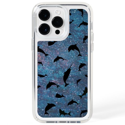 shadow fish shark whale on gradient galaxy speck iPhone 14 pro max case