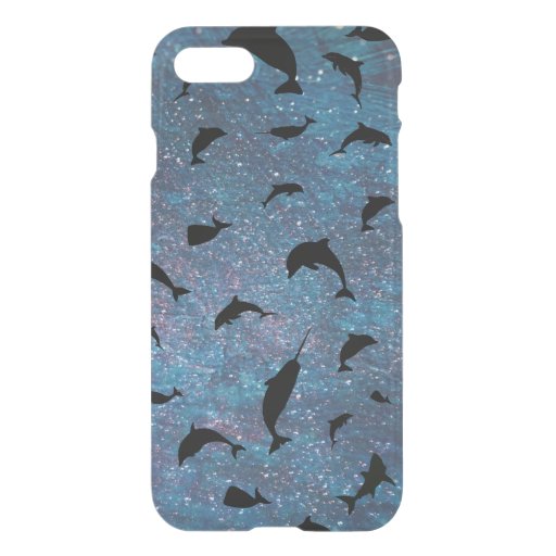shadow fish shark whale on gradient galaxy  iPhone SE/8/7 case