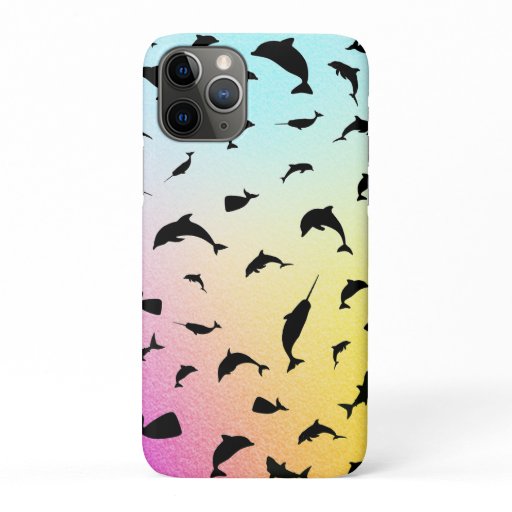 shadow fish shark whale on gradient ocean  iPhone 11 pro case