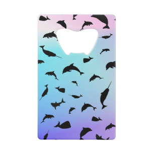 shadow fish shark whale on gradient ocean credit card bottle opener