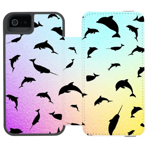 shadow fish shark whale on gradient ocean iPhone SE/5/5s wallet case
