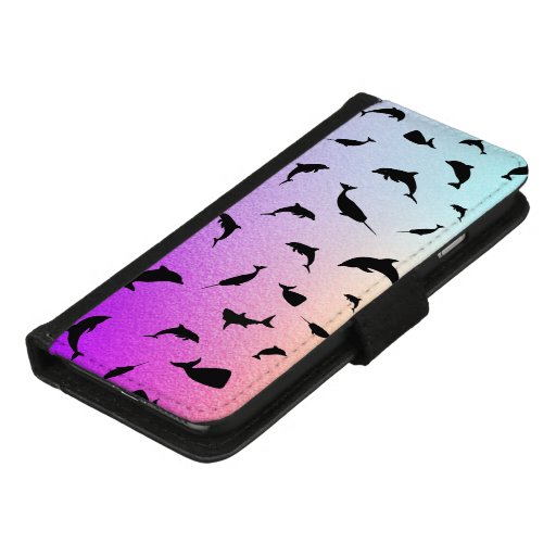 shadow fish shark whale on gradient ocean  iPhone 8/7 wallet case