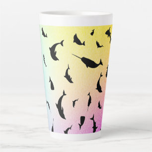 shadow fish shark whale rainbow gradient ocean  latte mug