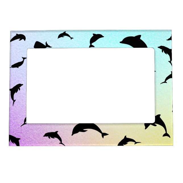 shadow fish shark whale rainbow gradient ocean  magnetic frame (Front)