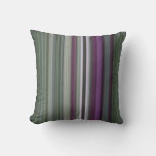Shadow Flowers Purple and Green Stripe Throw Pillow