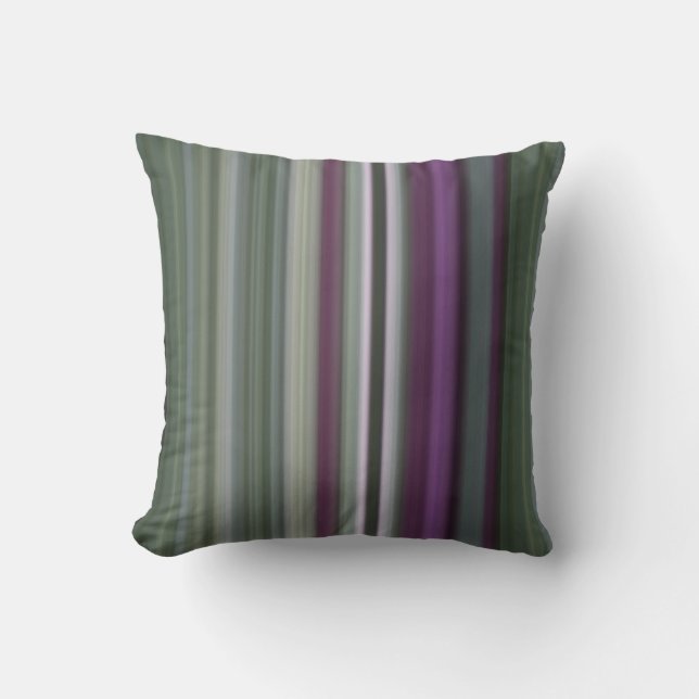 Shadow Flowers Purple and Green Stripe Throw Pillow (Front)