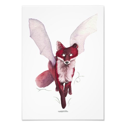 Shadow Fox Fantasy Myth Creature in Watercolour Photo Print