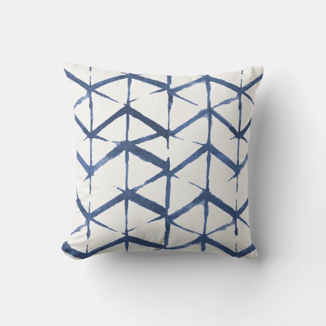 Shadow Geo/Chevron, Indigo/Navy Outdoor Pillow (Front)