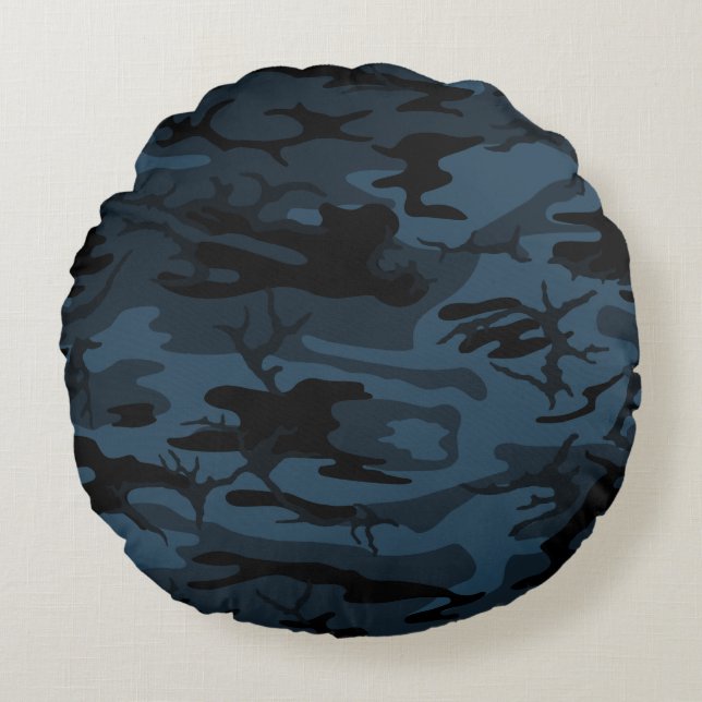Shadow Gray Camo Round Pillow (Front)