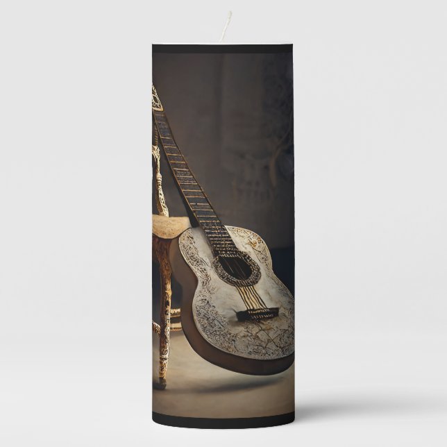 Shadow Guitar Pillar Candle (Front)