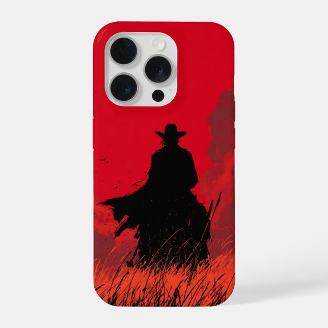 Shadow Gunslinger Red Samurai Cowboy Aesthetic Pho iPhone Case (Back)
