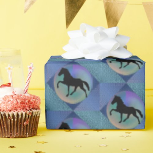 Shadow High Stepping Horse on Indigo Wrapping Paper