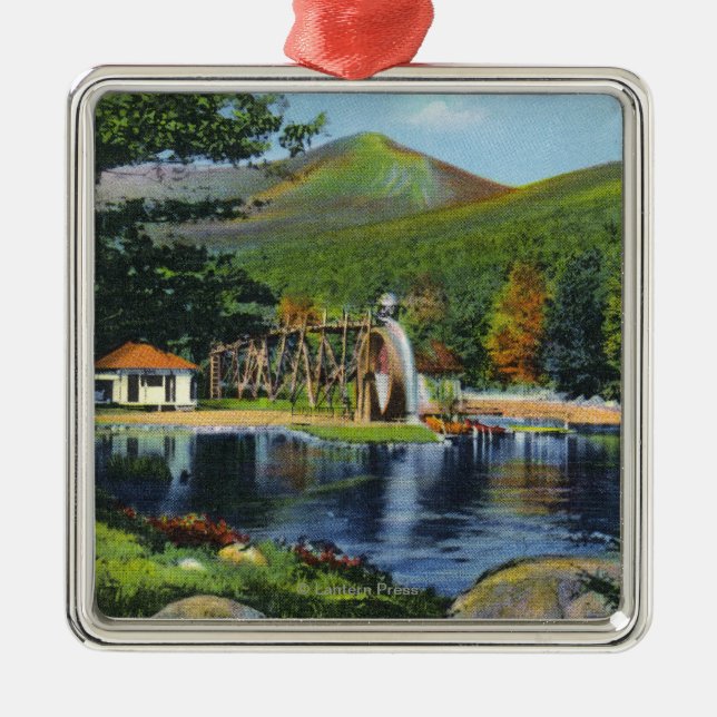Shadow Lake Overshot Water Wheel View Metal Ornament (Front)