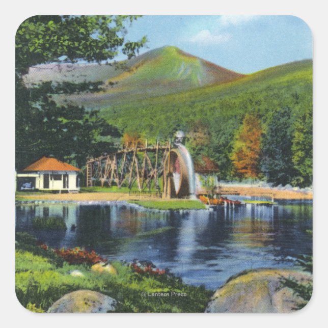 Shadow Lake Overshot Water Wheel View Square Sticker (Front)