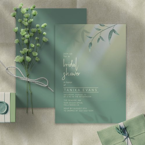 Shadow Leaf Wedding Bridal Shower Green ID947