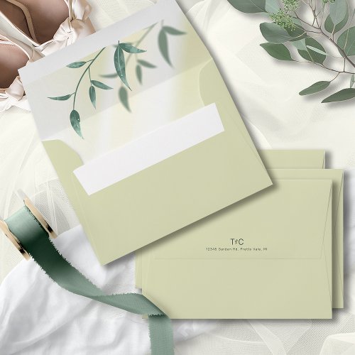 Shadow Leaf Wedding Lime Green ID947 Envelope