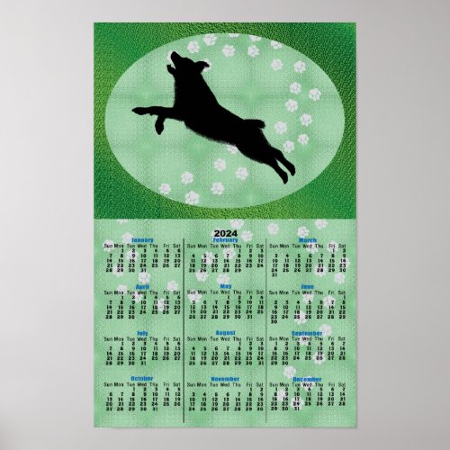 Shadow Leaping Australian Shepherd 2024 Calendar Poster