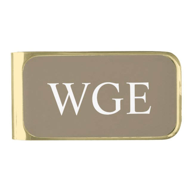 Shadow Monogram Gold Finish Money Clip (Front)