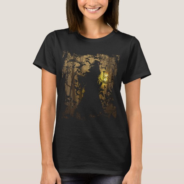 Shadow of Death Grim Reaper with Hourglass Mytholo T-Shirt (Front)