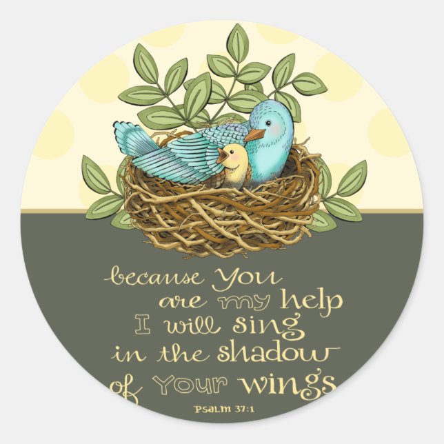 Shadow of His Wings Round Stickers (Front)