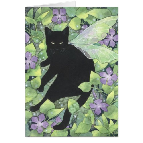 Shadow of Periwinkle - Fantasy Fairy Cat Art Card
