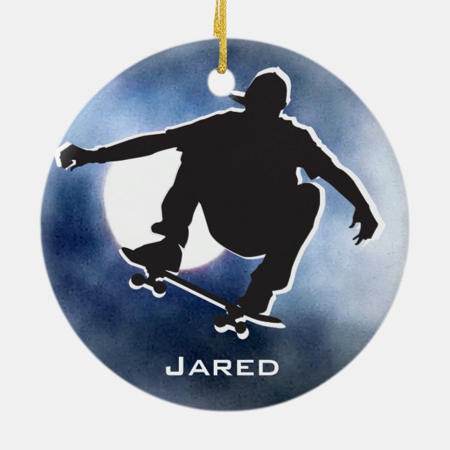 Shadow Outlined Skateboarding Ornament (Back)