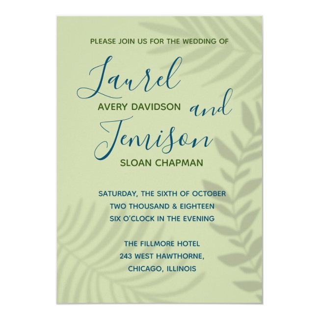 Shadow Palm Sage Wedding Invitation