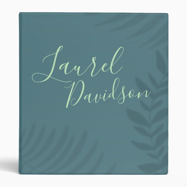 Shadow Palm Teal 3 Ring Binder (Front)