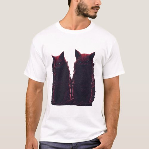 Shadow Paws The Menacing Duo of Evil Ninja Cats T_Shirt
