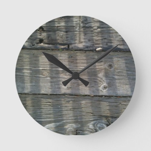 Shadow Planks Wood Deck Knotty Round Clock
