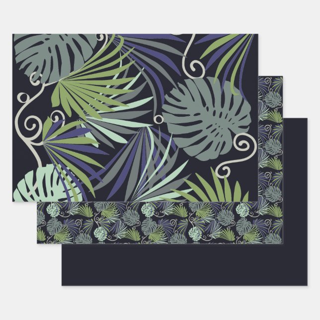Shadow popular indoor plants illustration wrapping paper sheets (Set)