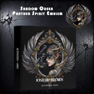 Shadow Queen – Panther Spirit Emblem. 3 Ring Binder