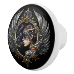 Shadow Queen – Panther Spirit Emblem. Ceramic Knob